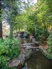 Fototapeta na wymiar Stone path in a japanese water garden
