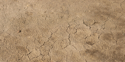 dry land in cracks on a bright sunny day, drought