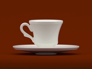 A white cup on a white saucer