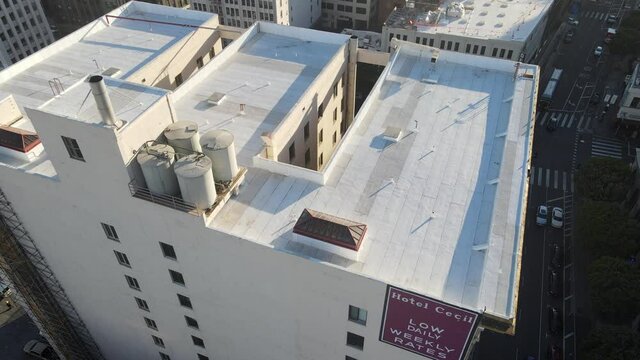 Cecil hotel downtown la aerial view