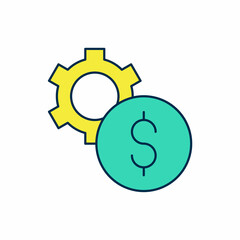 Filled outline Gear with dollar symbol icon isolated on white background. Business and finance conceptual icon. Vector