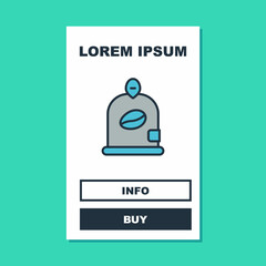 Filled outline Bag of coffee beans icon isolated on turquoise background. Vector