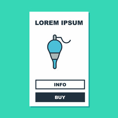 Filled outline Fishing float icon isolated on turquoise background. Fishing tackle. Vector