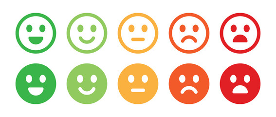 Five facial expression of feedback icon. Rating satisfaction vector illustration