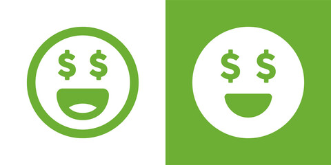 Dollar eye emotion. Rich emoticon icon vector illustration.