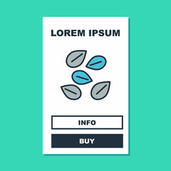Filled outline Seeds of a specific plant icon isolated on turquoise background. Vector