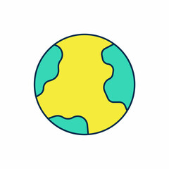 Filled outline Earth globe icon isolated on white background. World or Earth sign. Global internet symbol. Geometric shapes. Vector