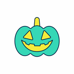 Filled outline Pumpkin icon isolated on white background. Happy Halloween party. Vector