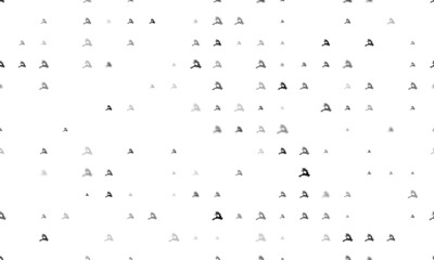 Seamless background pattern of evenly spaced black Christmas deers of different sizes and opacity. Vector illustration on white background