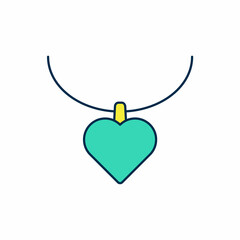 Filled outline Necklace with heart shaped pendant icon isolated on white background. Jewellery decoration. International Happy Women Day. Vector