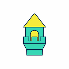 Filled outline Castle tower icon isolated on white background. Fortress sign. Vector