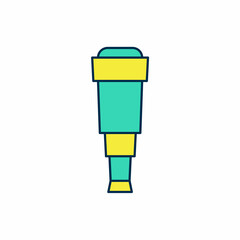 Filled outline Spyglass telescope lens icon isolated on white background. Sailor spyglass. Vector