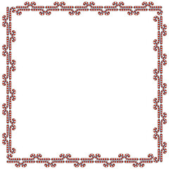 Vector background, frame, border from red candy cane. Bright edging, decoration on theme sweet New Year and Christmas. For greeting cards, invitations, xmas design