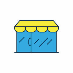 Filled outline Shopping building or market store icon isolated on white background. Shop construction. Vector