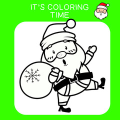 Christmas theme coloring worksheet page. Coloring worksheet for preschool. Isolated outline for coloring book. Black and white image for coloring. Vector illustration.
