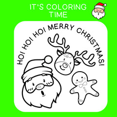 Christmas theme coloring worksheet page. Coloring worksheet for preschool. Isolated outline for coloring book. Black and white image for coloring. Vector illustration.