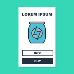 Filled outline Energy drink icon isolated on turquoise background. Vector