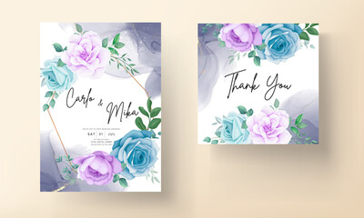 Elegant hand drawing wedding invitation floral design