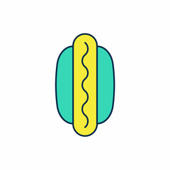 Filled outline Hotdog sandwich with mustard icon isolated on white background. Sausage icon. Fast food sign. Vector