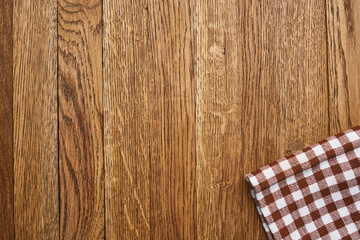 wooden table plaid tablecloth decoration kitchen top view