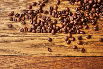 coffee beans freshly brewed beverage view from above