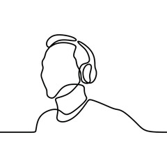 man use headphone enjoy oneline continuous single line art