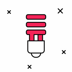 Filled outline LED light bulb icon isolated on white background. Economical LED illuminated lightbulb. Save energy lamp. Vector