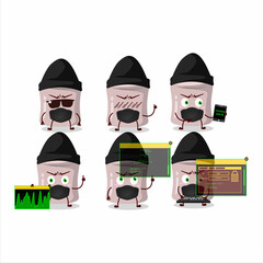 A Hacker strawberry marshmallow character mascot with