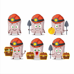 miners strawberry marshmallow cute mascot character wearing helmet