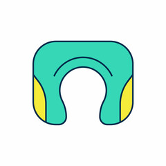 Filled outline Travel neck pillow icon isolated on white background. Pillow U-shaped. Vector