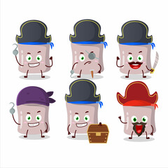 Cartoon character of strawberry marshmallow with various pirates emoticons