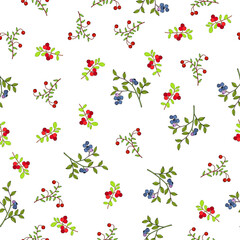 Seamless pattern with forest berries