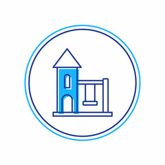 Filled outline Swing for kids summer games on playground icon isolated on white background. Outdoor entertainment equipment. Vector