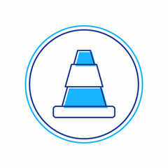 Filled outline Traffic cone icon isolated on white background. Vector