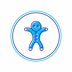 Filled outline Holiday gingerbread man cookie icon isolated on white background. Cookie in shape of man with icing. Vector