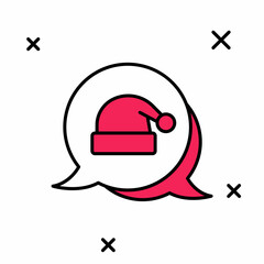 Filled outline Christmas Santa Claus hat icon isolated on white background. Merry Christmas and Happy New Year. Vector