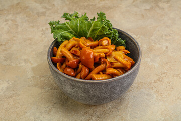 Marinated mushroom - honey agaric in the bowl