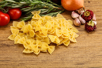 Raw Italian farfalle pasta for cooking