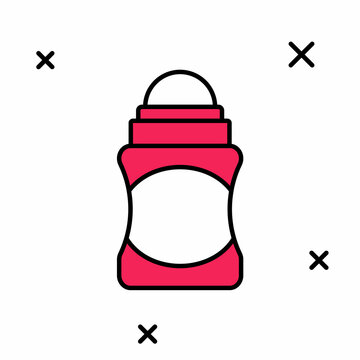 recommend clip art: Filled outline Antiperspirant deodorant roll icon isolated on white background. Cosmetic for body hygiene. Vector