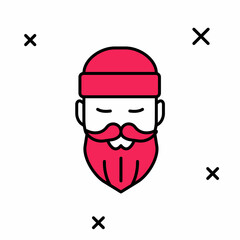 Filled outline Bearded lumberjack man icon isolated on white background. Vector