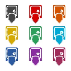 Secured money safe icon isolated on white background, color set