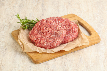 Raw beef burger cutlet for grill