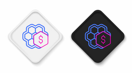 Line Sale of honeycomb icon isolated on white background. Honey cells symbol. Sweet natural food. Colorful outline concept. Vector