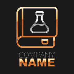 Line Chemistry book icon isolated on black background. Colorful outline concept. Vector