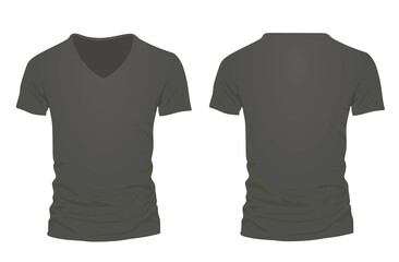 Grey  v neck t shirt. vector illustration