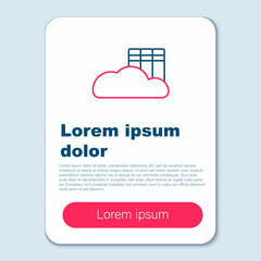 Line Cloud or online library icon isolated on grey background. Internet education or distance training. Colorful outline concept. Vector