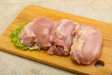 Raw chicken boneless and skinless leg