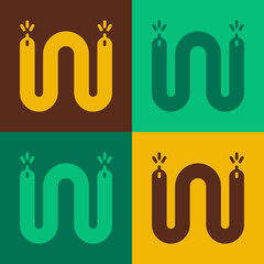 Pop art Electric cable icon isolated on color background. Electrical wire. Vector