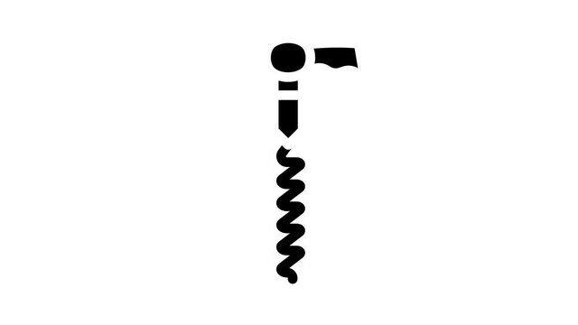 corkscrew bartender animated glyph icon corkscrew bartender sign. isolated on white background