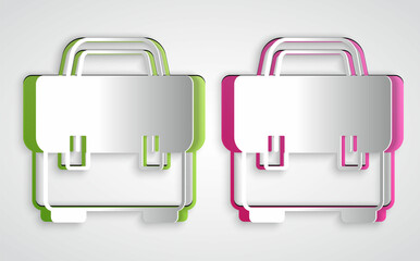 Paper cut Toolbox icon isolated on grey background. Tool box sign. Paper art style. Vector